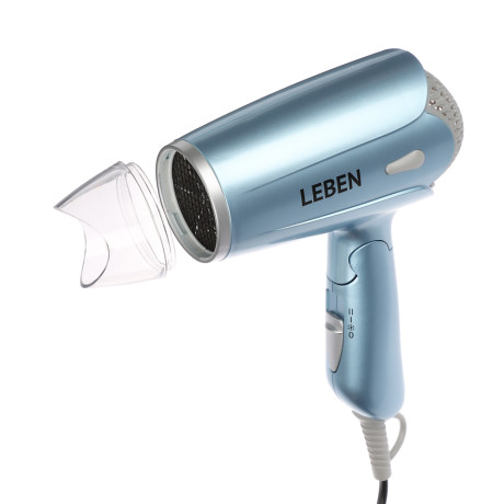 LEBEN Фен, 1400 Вт, 3 темп. режима, металл, пластик, голубой