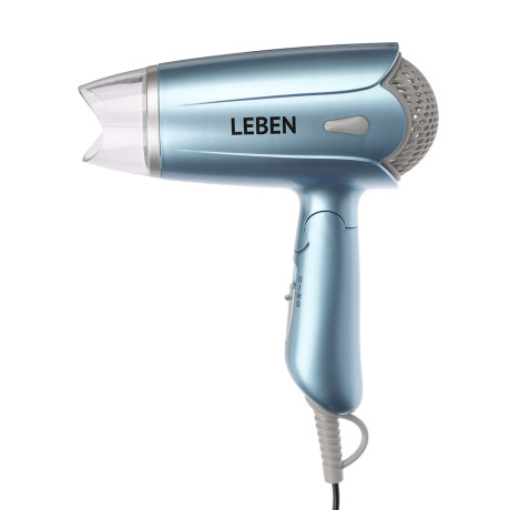 LEBEN Фен, 1400 Вт, 3 темп. режима, металл, пластик, голубой