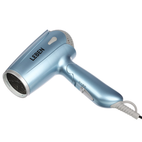 LEBEN Фен, 1400 Вт, 3 темп. режима, металл, пластик, голубой