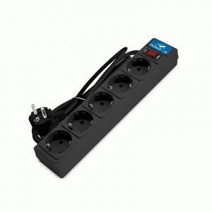 DOMTOK Сетевой фильтр (удл.) ПВС 3х1 5роз. 1.8м 10А черный земля,выкл,автомат (15!) 2537