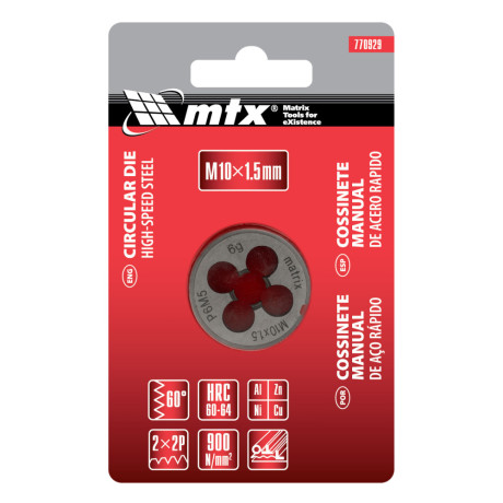 Плашка М10 х 1.5 мм, Р6М5 MTX