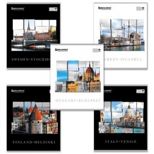 Тетрадь 48л. BRAUBERG клетка, выбор. лак, "Travel&Discovery", 5 видов, 401826