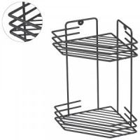 Полка для ванной угловая 2 яруса,ГРАФИТ,20,5*20,5*31,5см,металл,термопласт покрыт,310869/ Рыжий кот