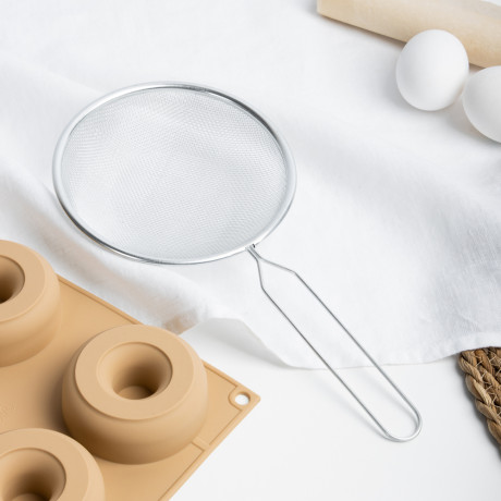 Сито с ободом и ручкой 14см, металл