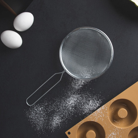 Сито с ободом и ручкой 14см, металл