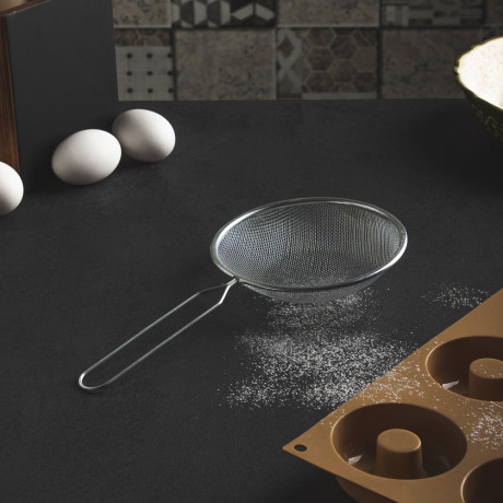 Сито с ободом и ручкой 14см, металл