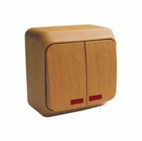 Systeme Electric Этюд выкл. ОУ 2 кл. темн. бук (пл.осн., инд.) BA10-006T (25!)