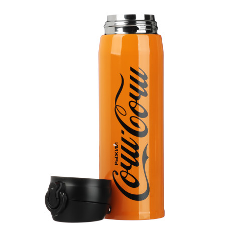 РЫЖИЙ Термос-кружка с крышкой на защелке 450мл, нерж.сталь