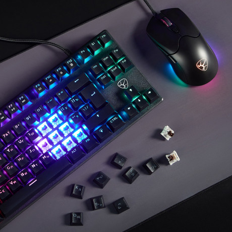 BY Игровая клавиатура проводная механическая Buckler TKL 87 кл., Outemu "Brown", RGB, 2м