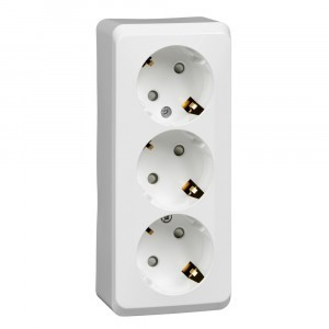 Systeme Electric Этюд роз. ОУ 3 мест. бел. (пл.осн., земля, штор.) PA16-012B (9!)