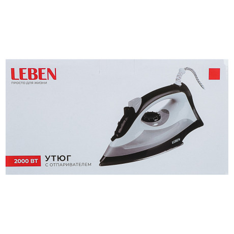 LEBEN Утюг с отпаривателем 2000 Вт, подошва - нерж. сталь, ES-5078