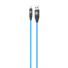 ВСЁГАЗИН Кабель для зарядки Светящийся Micro USB, 1м, 2.4А, Быстрая зарядка, LED подсветка, синий