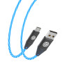 ВСЁГАЗИН Кабель для зарядки Светящийся Micro USB, 1м, 2.4А, Быстрая зарядка, LED подсветка, синий