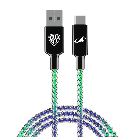 BY Роскосмос Кабель для зарядки MAGIC LIGHT Type-C, 1м, Быстрая зарядка 3А, QC, PD 20W, подсветка