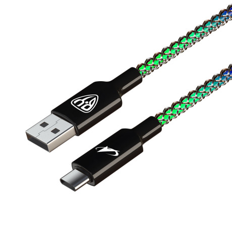 BY Роскосмос Кабель для зарядки MAGIC LIGHT Type-C, 1м, Быстрая зарядка 3А, QC, PD 20W, подсветка