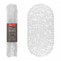 Коврик д/ванной на присосках ФИДЖИ 35*69см, ПВХ, бесцветный, овальный, 75472 Master House