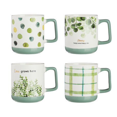MILLIMI Грин лайф Кружка 370мл, фарфор, 4 дизайна