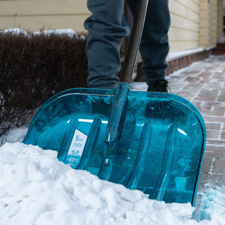 Лопата для уборки снега, поликарбонат, 475х400х1385мм, алюминиевый черенок, ПВХ оплетка, LUXE Palisad