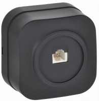 IEK GLORY роз. ОУ 1 мест. телеф. RJ11 РТ20-ХЧм черный мат. ETH10-K02M