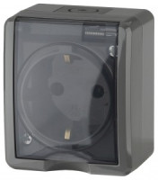 ЭРА Эксперт роз. ОУ 1 мест. 16А земля, крышка, серый (PC) IP54 11-2401-03