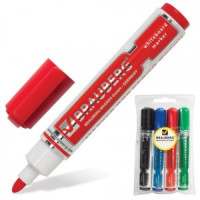 Маркеры д/доски BRAUBERG, НАБОР 4 шт., АССОРТИ, &quot;Neo&quot;, с клипом, кругл. након., 5 мм, 150491