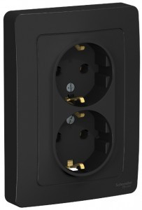 Systeme Electric BLANCA роз. СУ 2 мест. 16А антрацит (пл.осн., земля) BLNRS001026 (6!)
