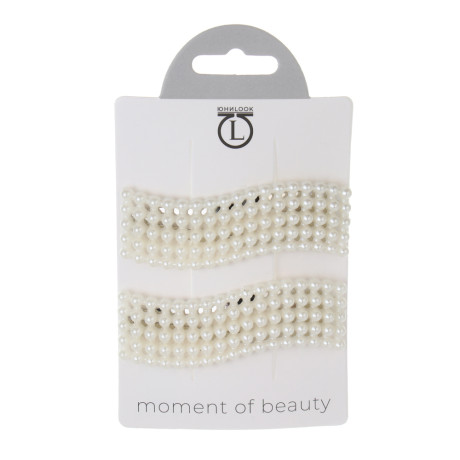 Зажим для волос со стразами 2шт, тм ЮНИLOOK, 6-8см, металл, искусствен. жемчуг, 6 дизайнов, #14