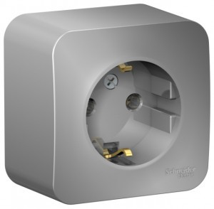 Systeme Electric BLANCA роз. ОУ 1 мест. 16А алюм. (пл.осн., земля, изол.пл.) BLNRA010113 (12!)