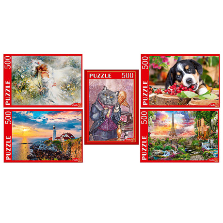 ПАЗЛЫ 500 элементов в ассортименте, 46,3х33,5х24,2см, 5 дизайнов
