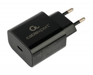 Зарядное устройство Cablexpert 20Вт, 3А, QC3.0/PD, 1 порт Type-C, черный, пакет