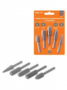 TDM Рубин набор шарошек по металлу 5шт шлифовальных d=6 мм, L=60 мм SQ1097-0523