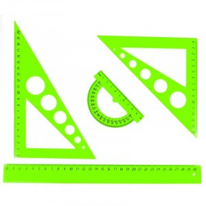 Набор большой: линейка 30см, угольники 21см и 16см, трансп-р 10см,цветасс. №1 School 858933