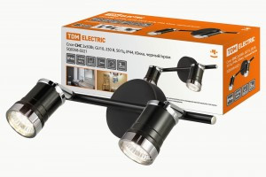 TDM св-к накл Спот СНС 2х50W GU10 IP44 80x300x150 черный/хром Юкка SQ0358-0221