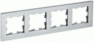 IEK BRITE Рамка СУ 4 мест. РУ-4-1-БрА металл алюм. BR-M42-M-K47