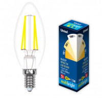 Uniel Multibright филам свеча E14 5W(420lm) (димм 100-50-10%) 3000K 2K прозр.LED-C35-5W/WW/E14/CL/MB