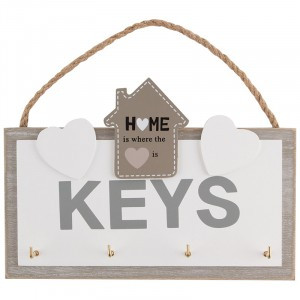Ключница "Keys" с подвесом, 4 крючка, 20,5*2,5*13,7см, МДФ,металл, 5846 Волшебная страна