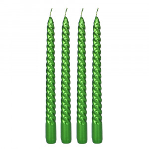 LADECOR Набор витых свечей, 4 шт, 25 см, цвет зеленый перламутр
