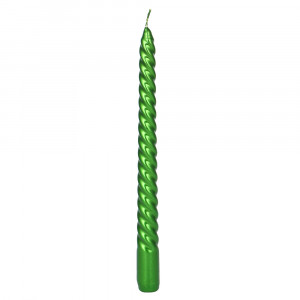 LADECOR Набор витых свечей, 4 шт, 25 см, цвет зеленый перламутр