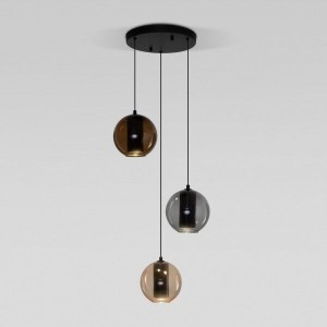 Eurosvet св-к подвес св/д 18W 429lm 300х300х2000 чер/дым/беж/шок. Cobble 50258/3 Умный дом a064554