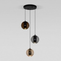 Eurosvet св-к подвес св/д 18W 429lm 300х300х2000 чер/дым/беж/шок. Cobble 50258/3 Умный дом a064554