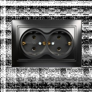 Smartbuy Венера роз. СУ 2-местная с заземлением 16А черная,  (SBE-01b-16-S2-Z-c)