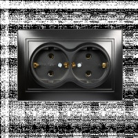 Smartbuy Венера роз. СУ 2-местная с заземлением 16А черная,  (SBE-01b-16-S2-Z-c)