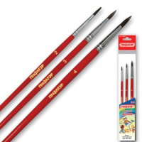 Набор кистей ПИФАГОР &quot;Школьник&quot;, набор 3шт. (пони кр.№2, 3, 4), упак. с европодвесом, 200227