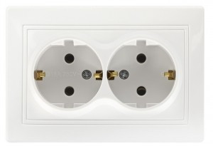 Smartbuy Венера роз. СУ 2 мест. земля 16А белая, керамика  (SBE-01w-16-S2-Z-c)