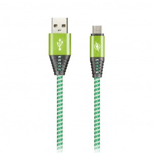 Дата-кабель USB(A)шт. - microUSBшт.Smartbuy HEDGEHOG зел 2А,1м (iK-12HH green)/100