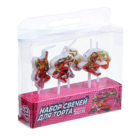 BY Супергерои вселенной Набор формовых свечей 5шт, 10х8х2 см, 2 дизайна