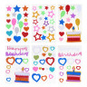 Fntastic Набор наклеек декоративных, 22x12,5 см, ПЕВА с глиттером, Happy Birthday, 6 дизайнов