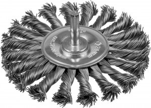 ЗУБР "ПРОФЕССИОНАЛ". Щетка дисковая для дрели, жгутированная стальная проволока 0,5мм, 100мм