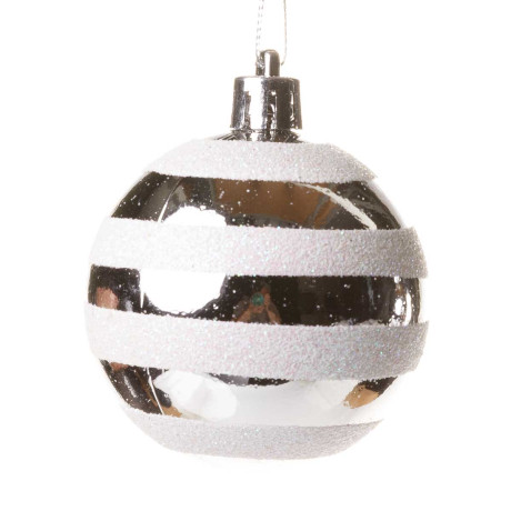 Набор елочных украшений Т558 Серебро Шары микс 4см*16шт 6см*20шт (круг.короб)(32)