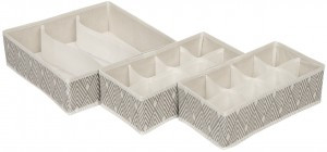 Короб органайзер 3шт набор: 1 шт. 32x32x10 см и 2 шт. 16x32x10 см, 19359, Geometry, Еврогарант